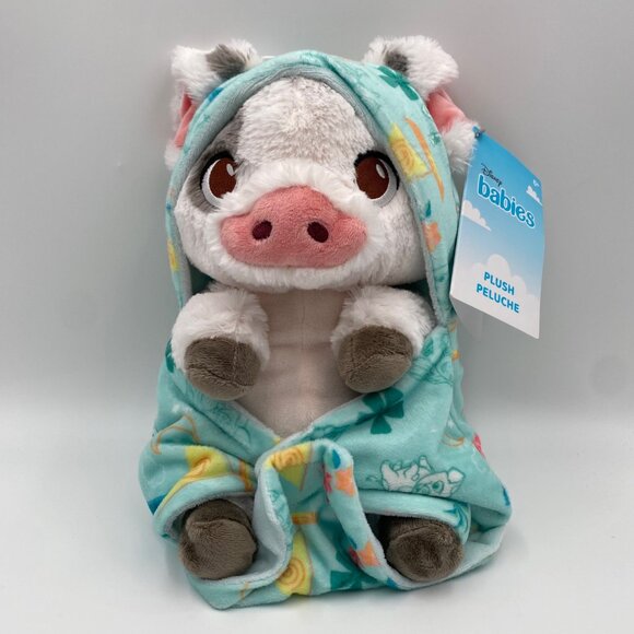 Disney Parks Babies Moana Pua Pig in a Blanket Plush 10" Stuffed Animal Toy NWT - Picture 1 of 12